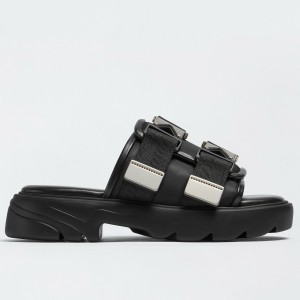 Bottega Veneta Flash Flat Sandals In Black Technical Fabric