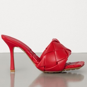 Bottega Veneta Lido Sandals In Red Intrecciato Leather