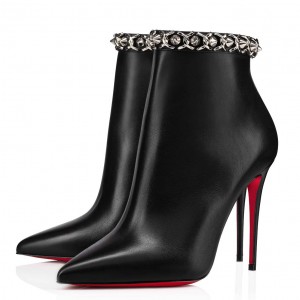 Christian Louboutin Booty Chain Boots 100 In Black Leather