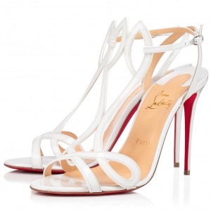 Christian Louboutin Double L 100mm Sandals In White Patent Leather