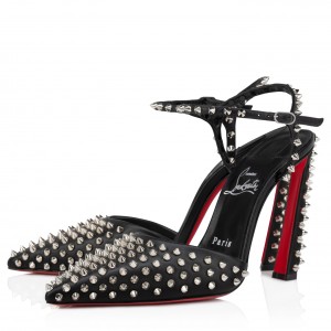 Christian Louboutin Condora Riviera Spikes 100mm Pumps in Black Lambskin