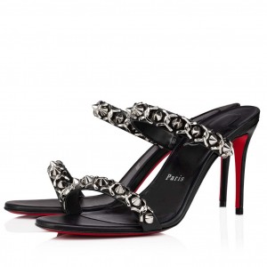 Christian Louboutin Just Chain 85mm Sandals In Black Leather