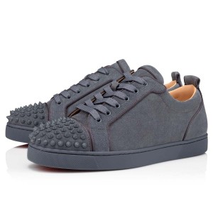 Christian Louboutin Men's Louis Junior Spikes Orlato Flat Sneakers Grey