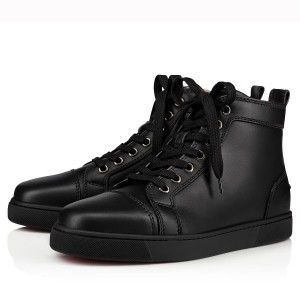 Christian Louboutin Louis Woman High-Top Sneakers In Black Leather