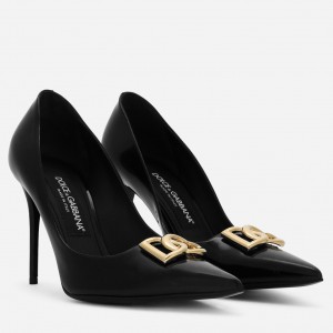 Dolce & Gabbana Lollo Pumps 90mm in Black Patent Leather