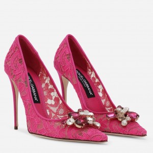 Dolce & Gabbana Rainbow Pumps 105mm in Fuchsia Lace