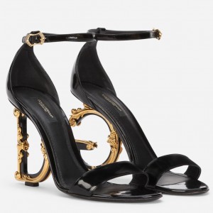 Dolce & Gabbana Patent Sandals with Baroque DG Heel