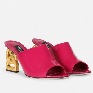Dolce & Gabbana Fuchsia Patent Mules with DG Pop Heel 