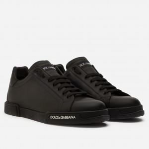 Dolce & Gabbana Women's Portofino Sneakers In Black Leather