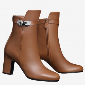 Hermes Brown Joueuse Ankle Boots