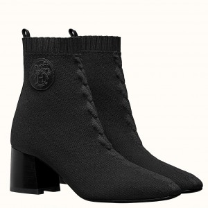 Hermes Volver 60 Ankle Boot In Black Knit
