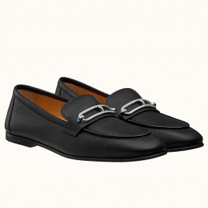 Hermes Men's Colette Loafers In Noir Calfskin