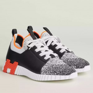 Hermes Men's Depart Sneakers in Black Gradient Knit