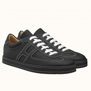 Hermes Boomerang Sneakers In Black Epsom Leather