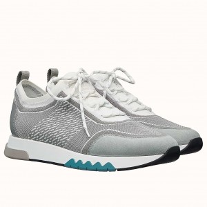 Hermes Men's Addict Sneakers In Grey Knit