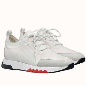 Hermes Men's Addict Sneakers In White Knit