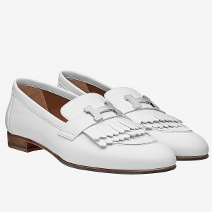 Hermes Women's Royal Loafers In White Calfksin