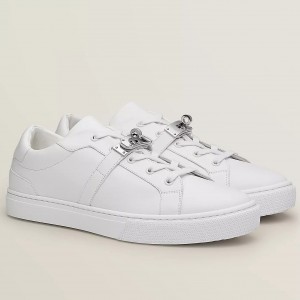 Hermes Women's Day Sneakers in White Leather