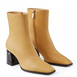 Jimmy Choo Bryelle 65mm Ankle Boots In Beige Leather
