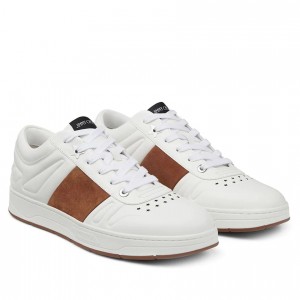 Jimmy Choo Men's Hawaii Sneakers In White Calfskin