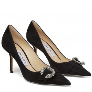 Jimmy Choo Saresa 85mm Pumps In Black Suede