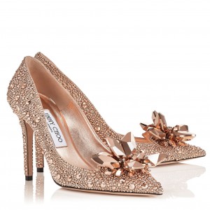 Jimmy Choo Avril 100mm Pumps In Gold Crystal