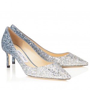 Jimmy Choo Romy 60mm Pumps In Silver and Blue Glitter