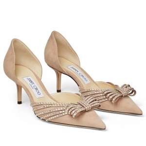 Jimmy Choo Kaitence 85mm Pumps In Beige Suede Leather