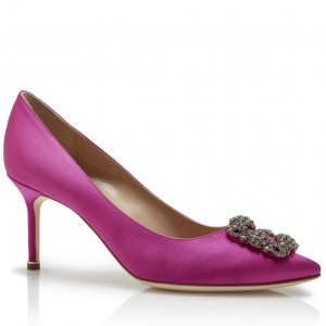 Manolo Blahnik Hangisi 70 Pumps In Purple Satin