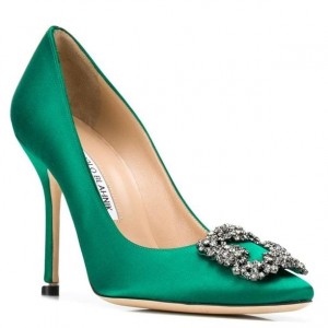 Manolo Blahnik Hangisi 105 Pumps In Green Satin