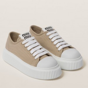 Miu Miu Women's Sneakers in Beige Fabric