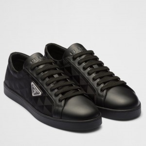 Prada Men's Sneakers in Black Leather and Nylon