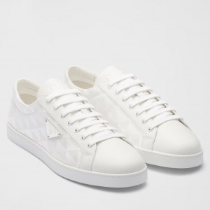 Prada Men's Sneakers in White Leather and Nylon
