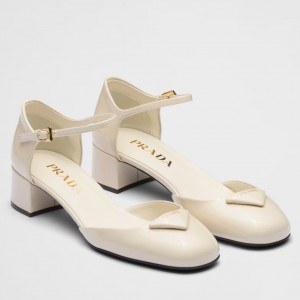 Prada Pumps 35mm in White Patent Leather