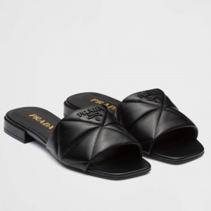 Prada Women's Slides Sandals In Black Nappa Leather