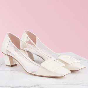 Roger Vivier Belle Vivier Pumps In White Patent and PVC