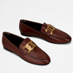 Tod's Women's Kate Loafers In Dark Brown Calfskin 