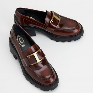 Tod's Women's Loafers In Brown Shiny Calfskin 