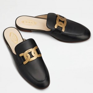 Tod's Women's Mules In Black Smooth Calfskin