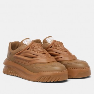 Versace Women's Odissea Sneakers In Brown Leather