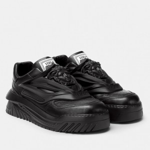 Versace Women's Odissea Sneakers In Black Leather