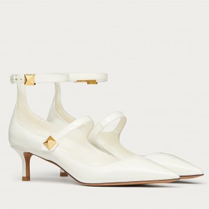 Valentino Tiptoe Pumps 50mm In White Patent Leather