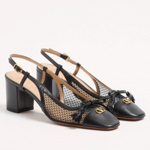 Valentino Valet Du Roi Slingback Pumps 60mm in Black Mesh