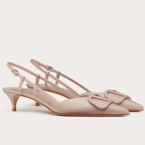 Valentino Vlogo Slingback Pumps 40mm In Poudre Calfskin