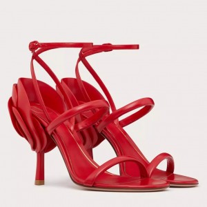 Valentino Roserouche Sandals 1959 100mm in Red Calfskin