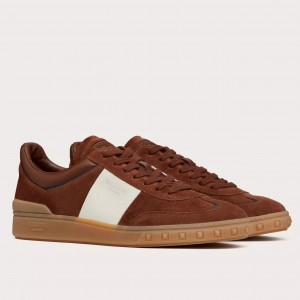 Valentino Women's Upvillage Sneaker in Brown Suede Leather