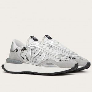 Valentino Women's Lacerunner Sneakers in White Lace and Mesh