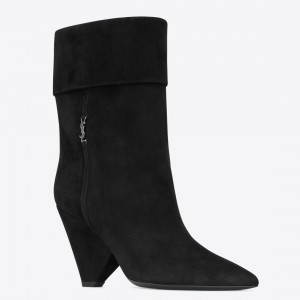 Saint Laurent Niki Ankle Boots in Black Suede Leather
