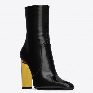 Saint Laurent Auteuil Ankle Boots in Black Glazed Leather