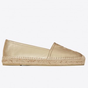 Saint Laurent Monogram Espadrilles In Gold Lambskin